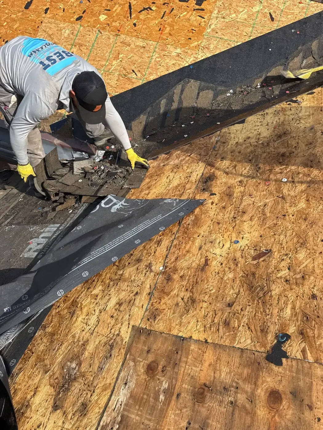 Tarping and dry-in on a Jamestown commercial roof